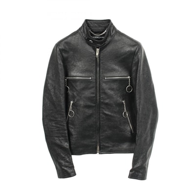 バレンシアガ BALENCIAGA シングル ライダースジャケット 衣料品 アウター レザー メンズ ブラック系 【中古】