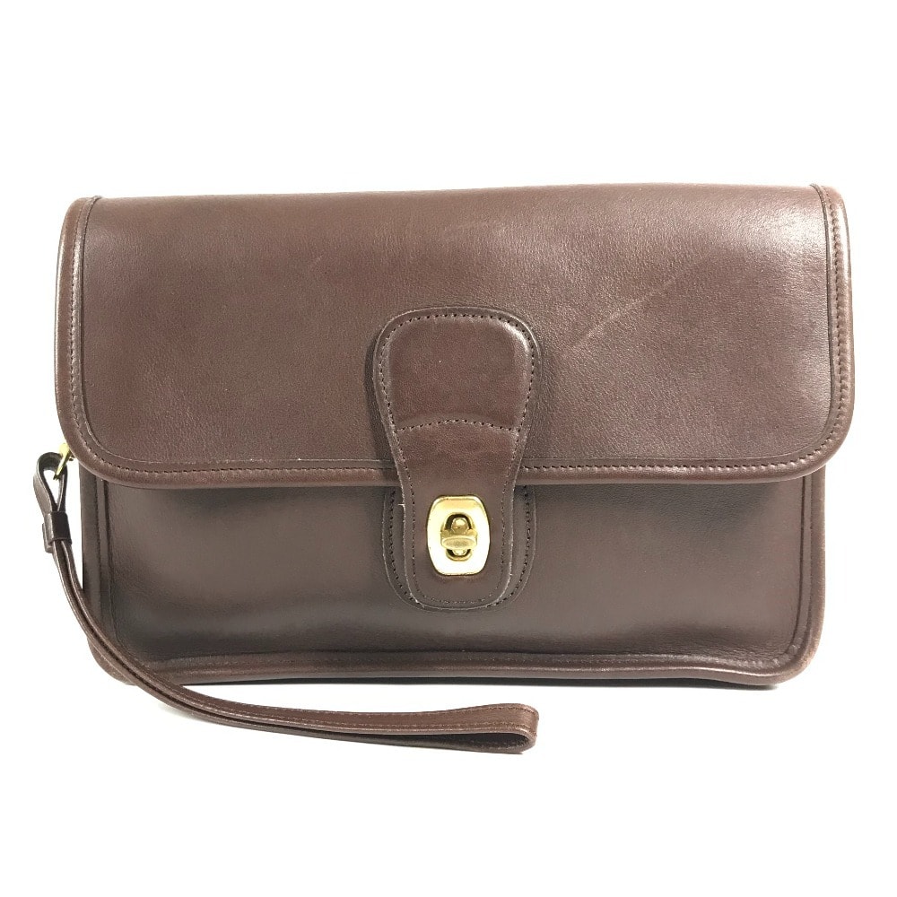 コーチ COACH ロゴ 9832 オールドコーチ カバン ストラップ付き フラップ クラッチバッグ セカンドバッグ レザー ブラウン