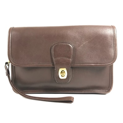 コーチ COACH ロゴ 9832 オールドコーチ カバン ストラップ付き フラップ クラッチバッグ セカンドバッグ レザー ブラウン