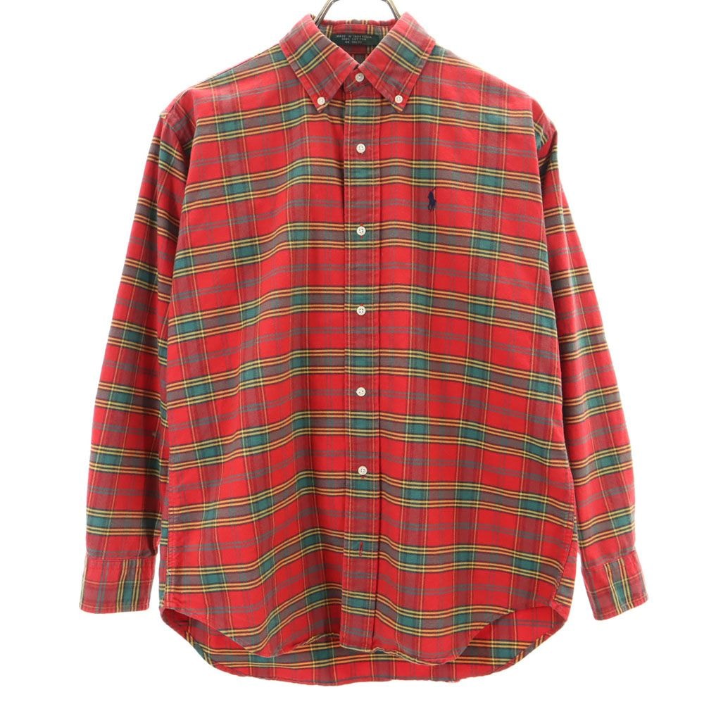 Polo by Ralph Lauren ポロバイラルフローレン 80s ヴィンテージ 緑タグ ボーイズ 長袖 ボタンダウンシャツ L レッド