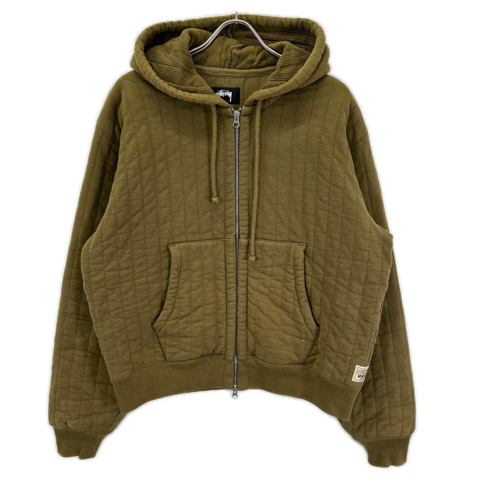 ステューシー 23AW 118526 カーキ ヴァーティカル キルティングジップフーディ M