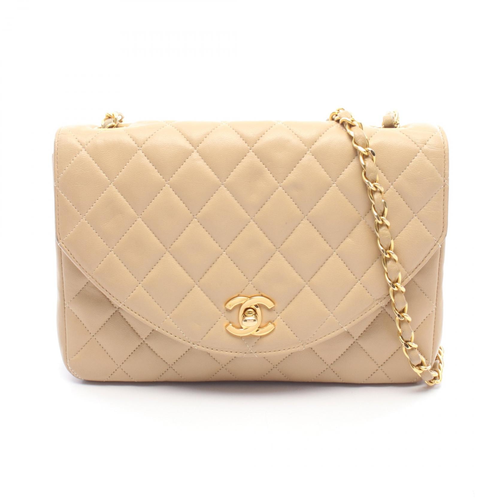 シャネル CHANEL マトラッセ スモールフラップ ショルダーバッグ バッグ ラムスキン(羊革) レディース ベージュ系 【中古】