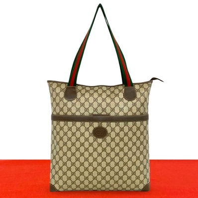 GUCCI グッチ シェリーライン GG ロゴ 柄 レザー PVC トートバッグ ブラウン
28366