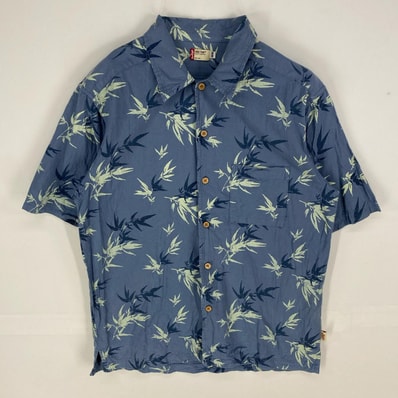 古着 リーバイス Levi's シアサッカー 半袖シャツ アロハ 胸ポケット レッドタブ ショートスリーブ M ブルー系 総柄 メンズ