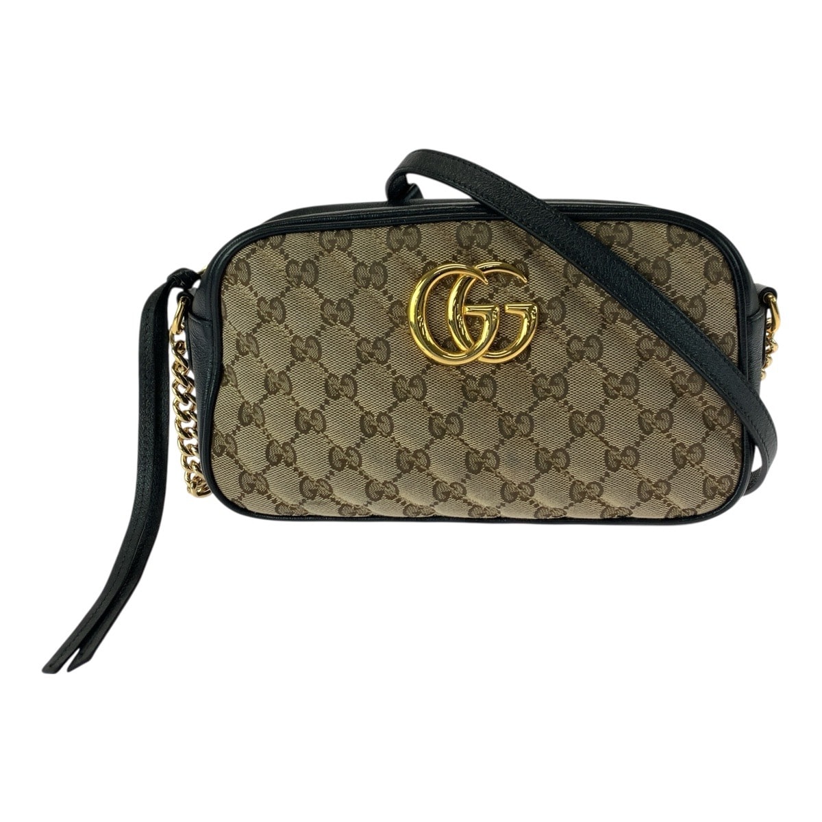 GUCCI グッチ GGマーモント ブラウン ブラック ゴールド金具 GGキャンバス レザー/ ショルダーバッグ ポシェット 600002 【中古】