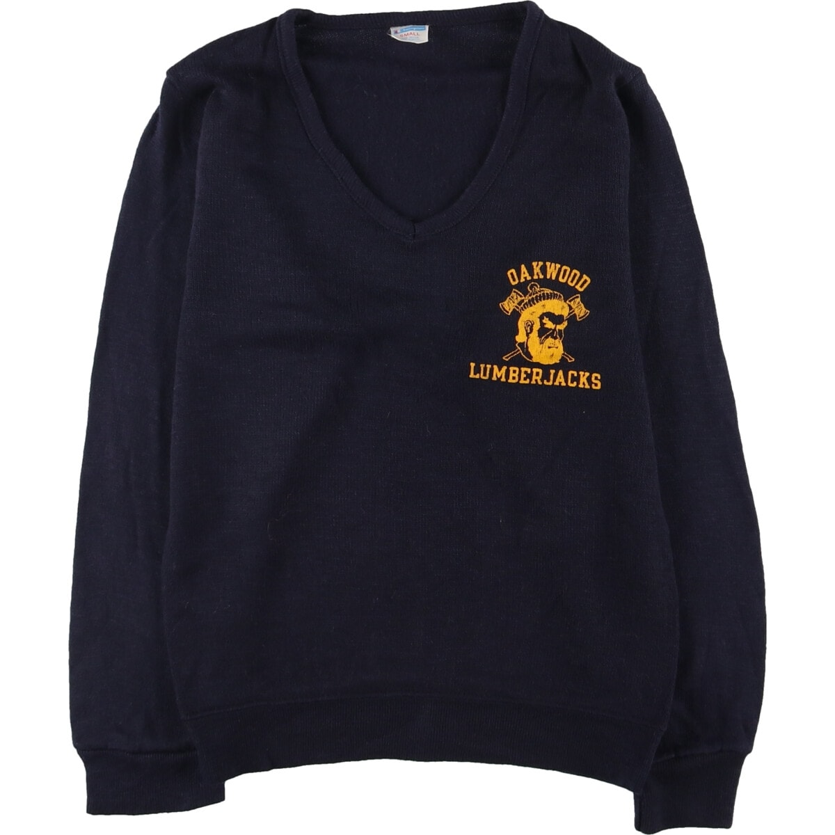 古着 70年代 チャンピオン Champion バータグ Vネック カレッジ レーヨン×アクリルニットセーター USA製 レディースS相当 ヴィンテージ/eaa588812