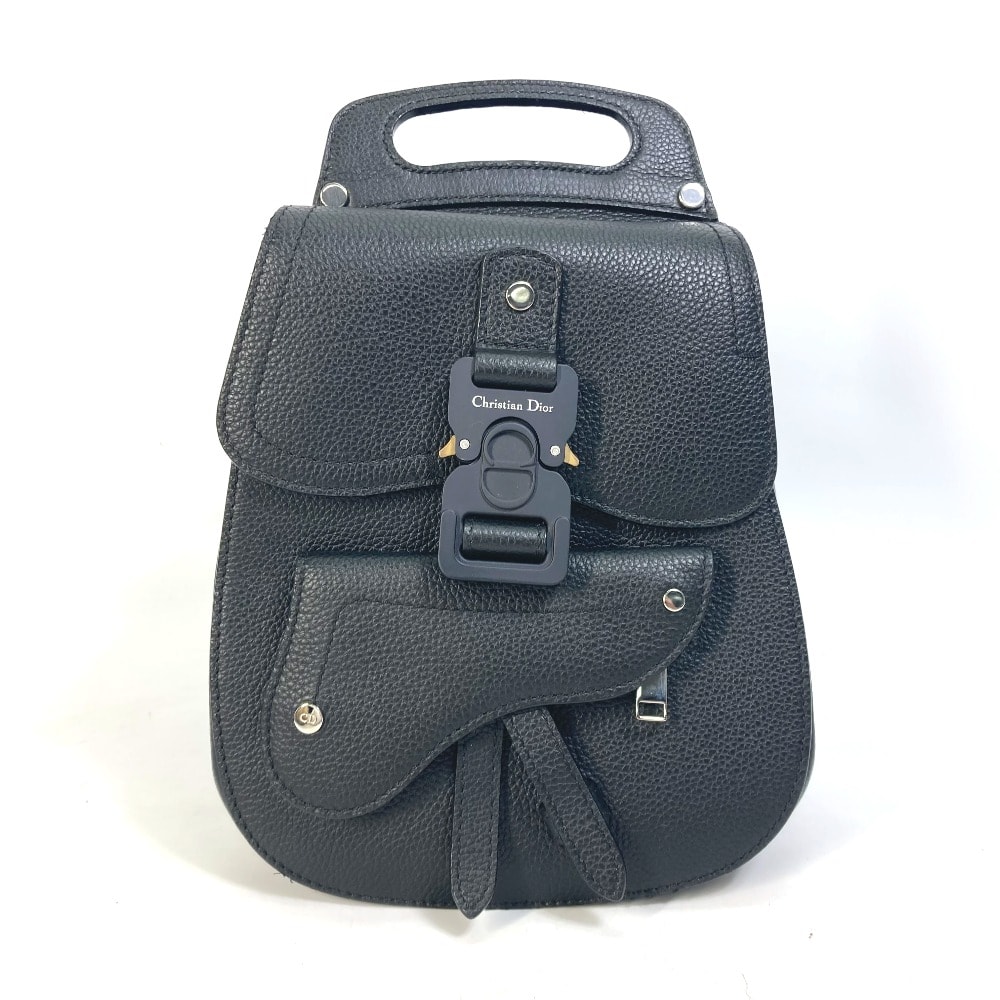 ディオール Dior ギャロップ Gallop カバン サドル バックパック リュックサック カーフスキン ブラック 美品