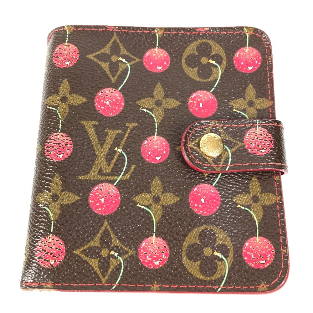 ルイヴィトン LOUIS VUITTON コンパクトジップ M95005 モノグラムチェリー 村上隆 コンパクトウォレット 2つ折り財布 モノグラムキャンバス ブラウン