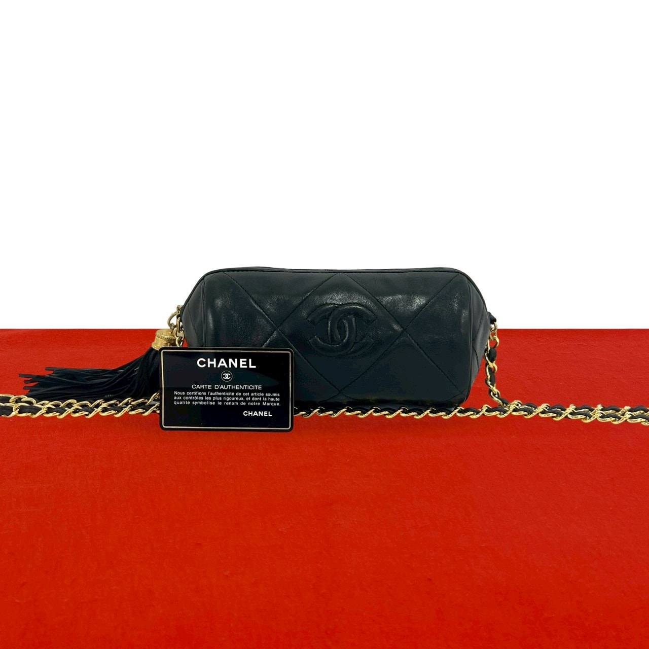 CHANEL シャネル マトラッセ ココマーク タッセル ラムスキン ショルダーバッグ ブラック
 43359