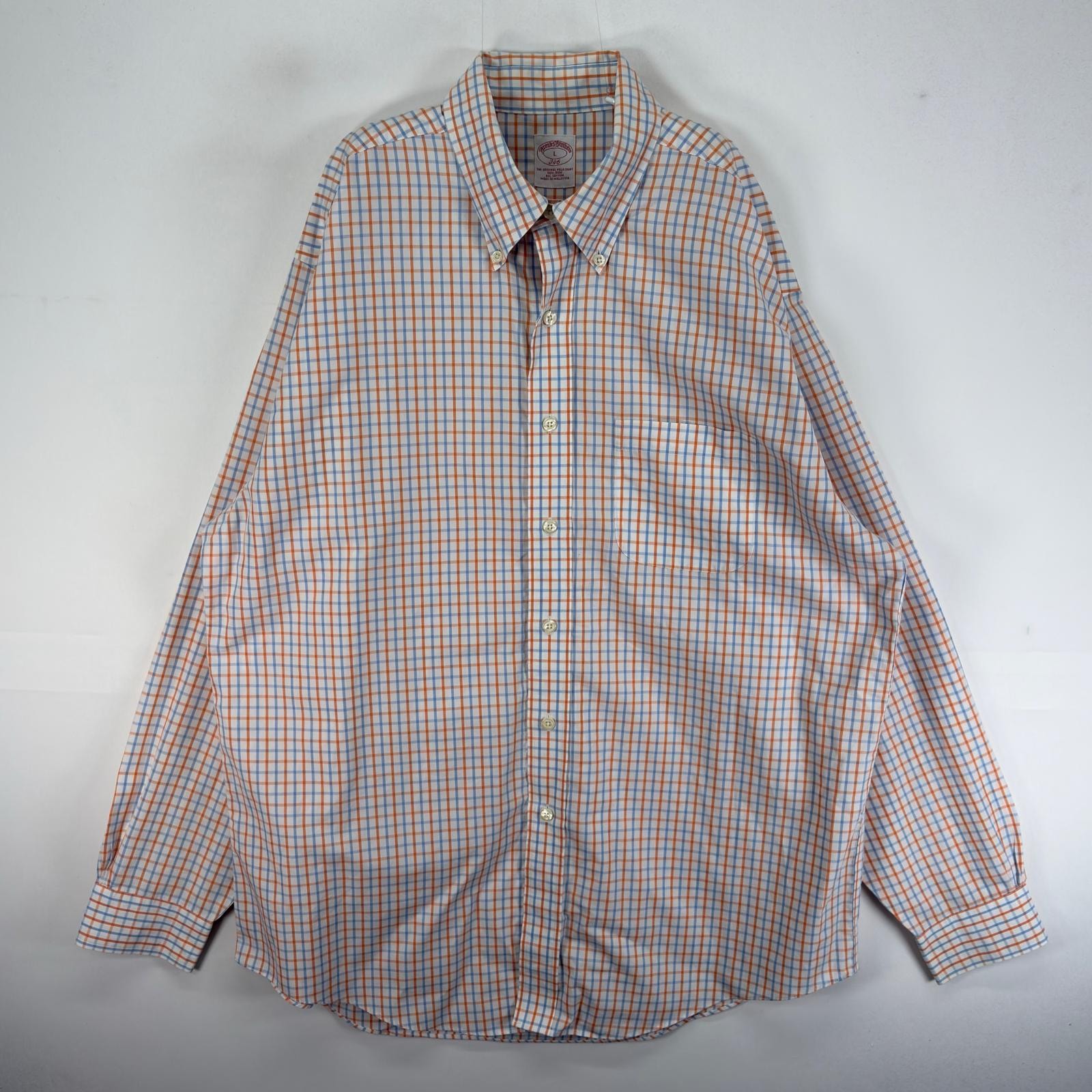 古着 ブルックスブラザーズ Brooks Brothers 長袖シャツ ボタンダウン 346 L オレンジ系 チェック メンズ