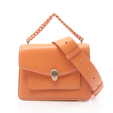 ブルガリ BVLGARI セルペンティ フォーエバー 2WAY ハンドバッグ バッグ レザー レディース オレンジ系 【中古】