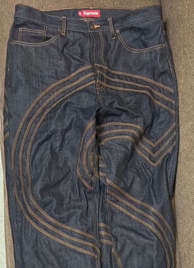 Supreme S Logo Rigid Baggy Jean "Rigid Indigo"