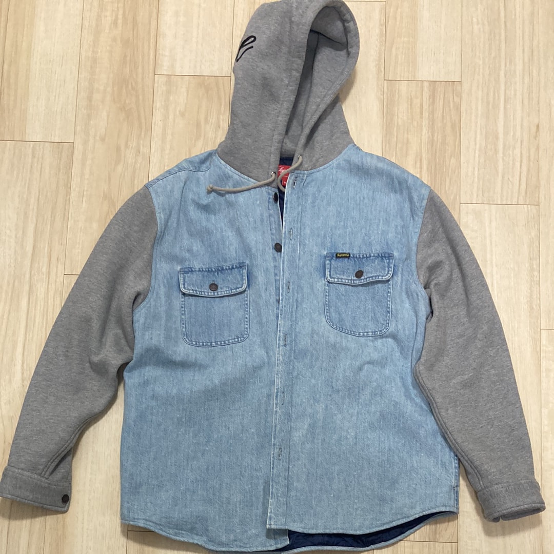 Supreme Fleece Hooded Denim Shirt "Blue"