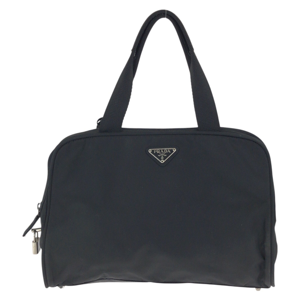 美品 PRADA プラダ テスート 三角ロゴプレート ブラック 黒 シルバー金具 ナイロン トートバッグ ハンドバッグ 601002 【中古】
