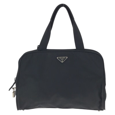 美品 PRADA プラダ テスート 三角ロゴプレート ブラック 黒 シルバー金具 ナイロン トートバッグ ハンドバッグ 601002 【中古】