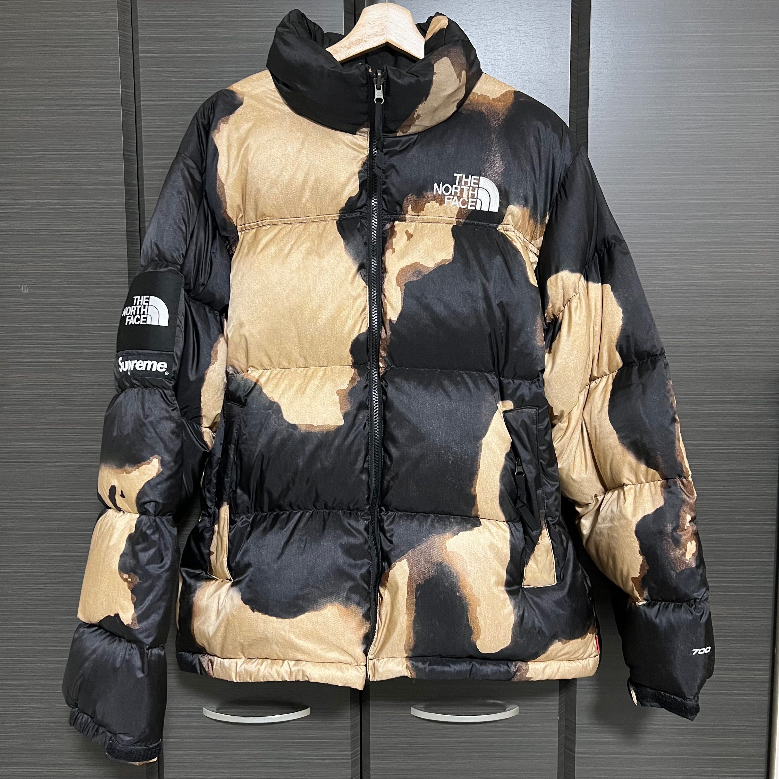 Supreme x The North Face Bleached Denim Print Nuptse Jacket "Black"