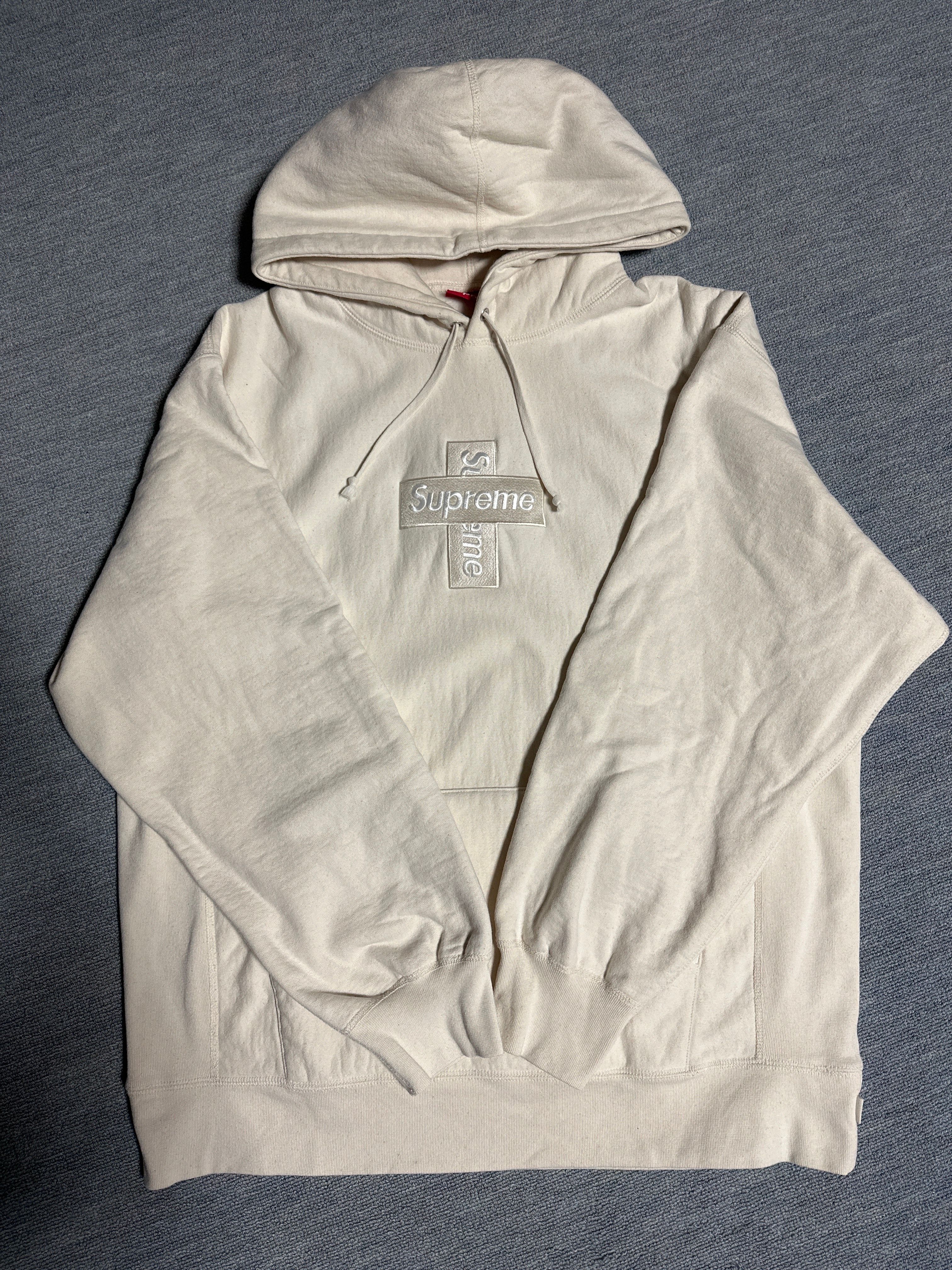 Supreme Cross Box Logo Hooded Sweatshirt "Natural"