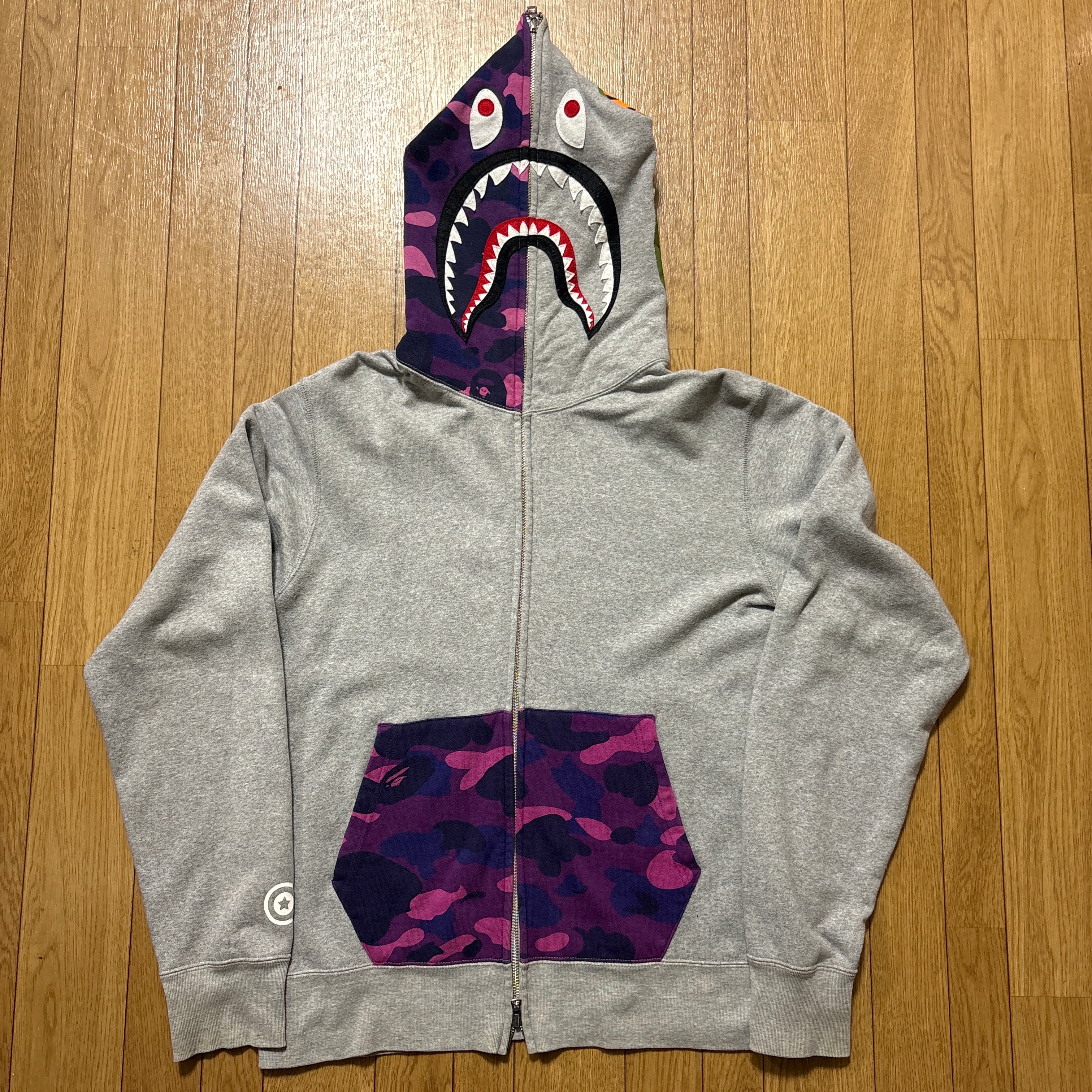 A BATHING APE Bape purple Camo Shark Full Zip Hoodie SS22 "Purple/Gray"