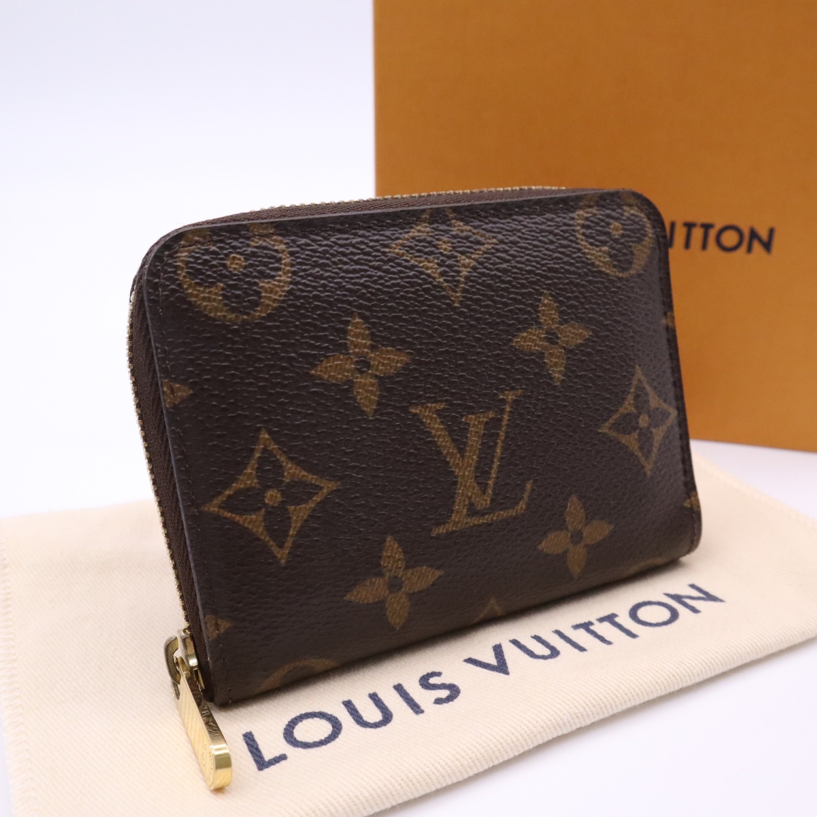 美品 LOUIS VUITTON ルイ・ヴィトン モノグラム ジッピー コインパース M60067 コインケース ブラウン ベージュ コーティングキャンバス レザー レディース
