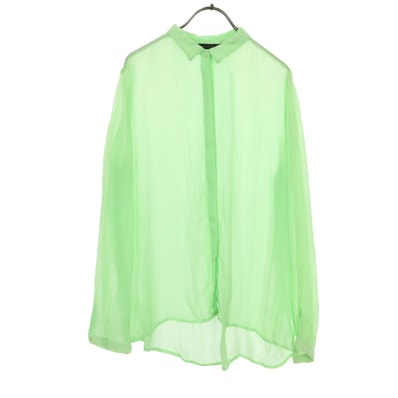 ZARA BASIC ザラベーシック 長袖 シースルー シャツ M グリーン
