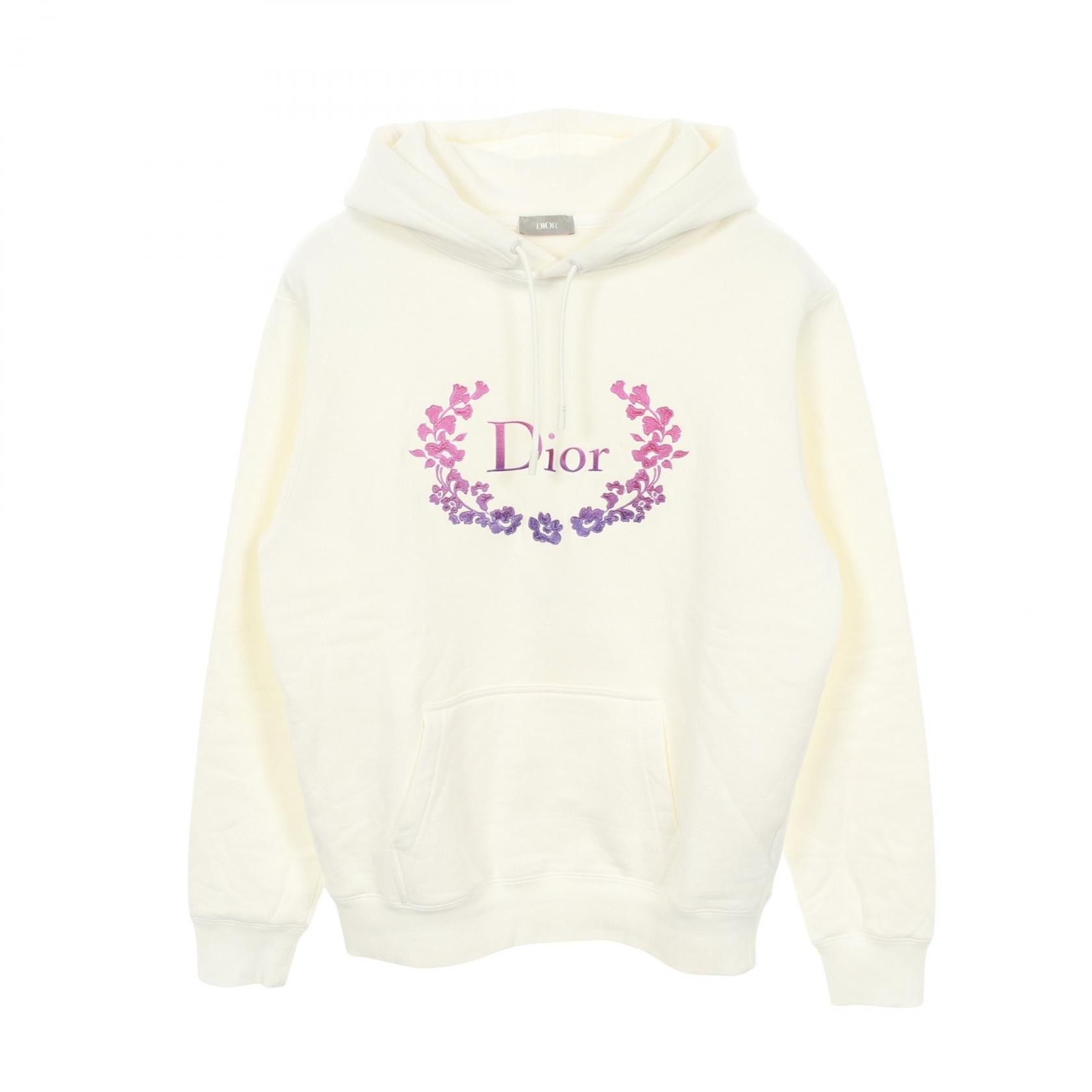 ディオール Dior ロゴエンブロイダリー パーカー 衣料品 トップス コットン メンズ ホワイト系 【中古】