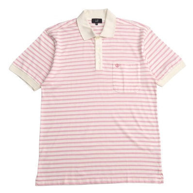 ■美品■Dunhill ダンヒル ポロシャツ サイズM ボーダー 半袖 ワンポイントロゴ ブランド古着【中古】20260609/RA9650