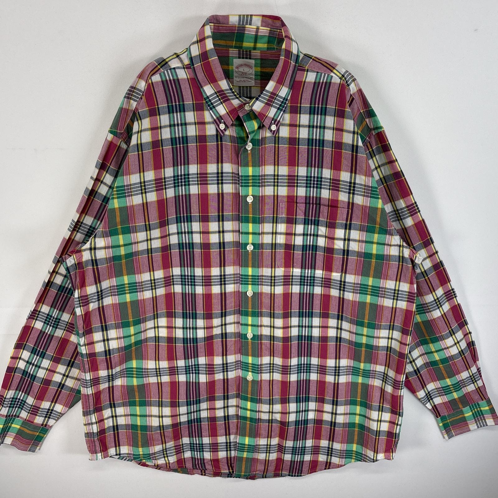 古着 ブルックスブラザーズ Brooks Brothers 長袖シャツ ボタンダウンシャツ 346 胸ポケ L  ピンク系 マルチカラー メンズ