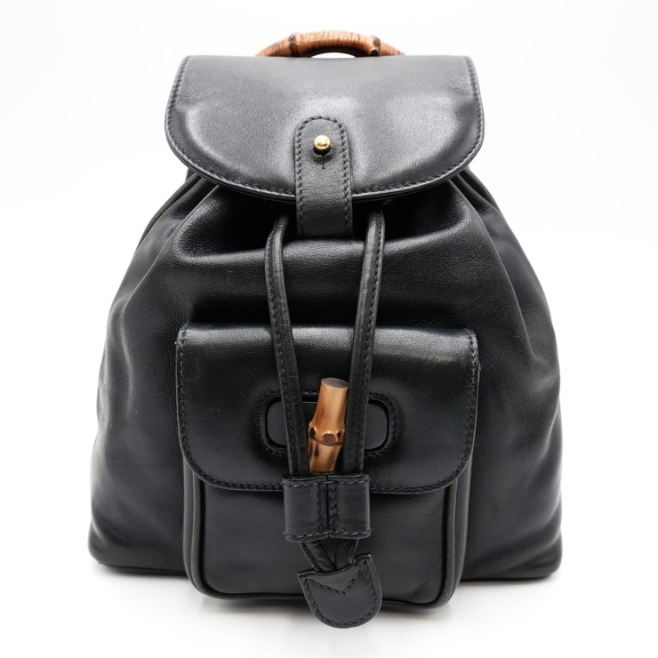 GUCCI(グッチ)ヴィンテージ バンブー ミニリュック バックパック ブラック レザー ゴールド金具 レディース 003・2058・0030【中古】