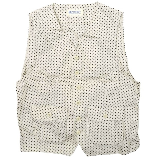 BEAMS BOY ビームスボーイ コットンブロードドット柄ベスト 13-06-0134-286 ONE SIZE IVORY ジレ トップス g13185