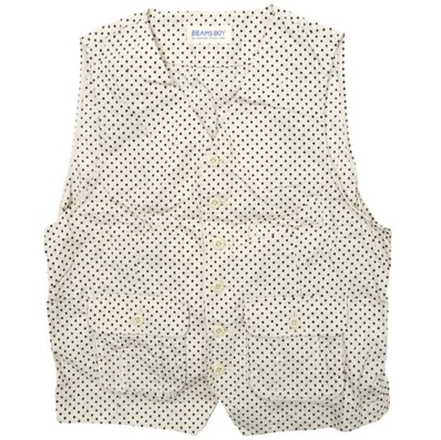 BEAMS BOY ビームスボーイ コットンブロードドット柄ベスト 13-06-0134-286 ONE SIZE IVORY ジレ トップス g13185