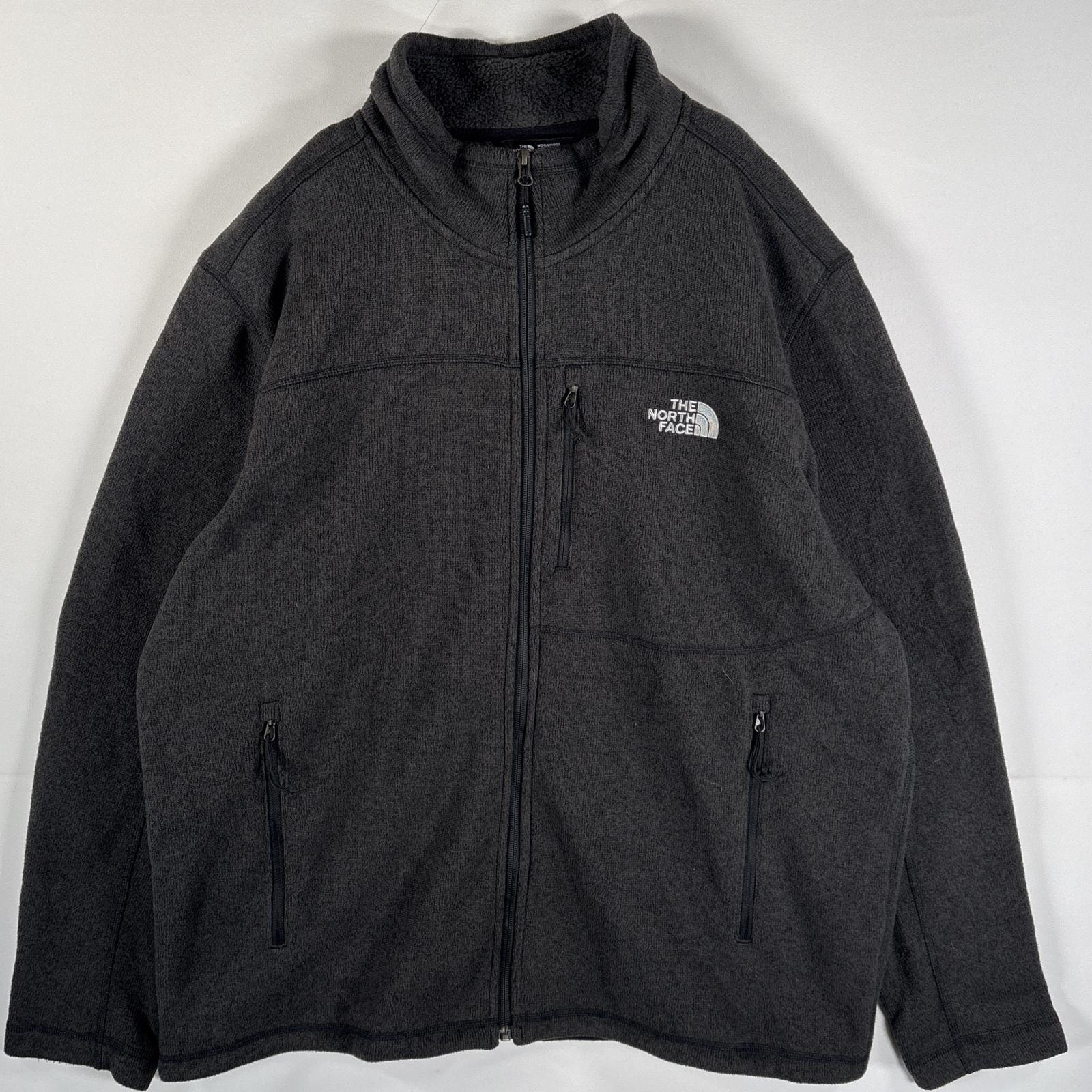 古着 ザ・ノースフェイス THE NORTH FACE フリースジャケット フルジップ 企業ロゴ刺繍 ビッグサイズ 14041 ダークグレー メンズ