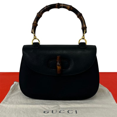 GUCCI グッチ バンブー レザー ハンドバッグ ブラック
88079