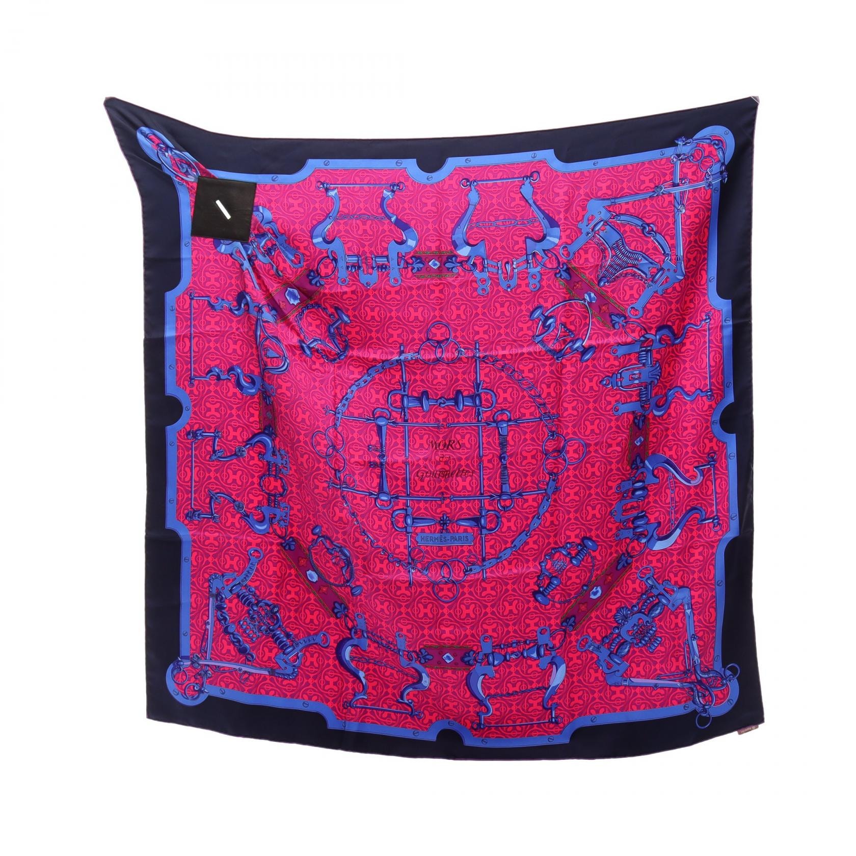 エルメス HERMES Petit H カレ90 Mors et Gourmettes スカーフ 衣料品 シルク シルク レディース ピンク系 / マルチカラー 【中古】