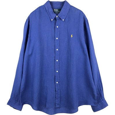 古着 ラルフローレン Ralph Lauren CUSTOM FIT 長袖 リネン ボタンダウンシャツ メンズXXL相当/eaa634891