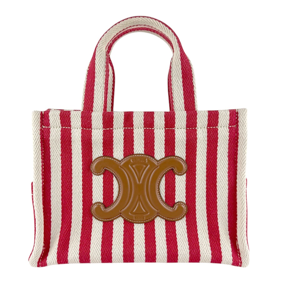 セリーヌ CELINE ハンドバッグ ショルダーバッグ スモール カバ タイス キャンバス/レザー レッド/アイボリー/ブラウン レディース【中古】 z8468