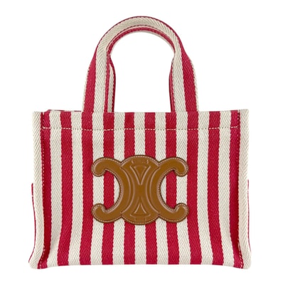 セリーヌ CELINE ハンドバッグ ショルダーバッグ スモール カバ タイス キャンバス/レザー レッド/アイボリー/ブラウン レディース【中古】 z8468