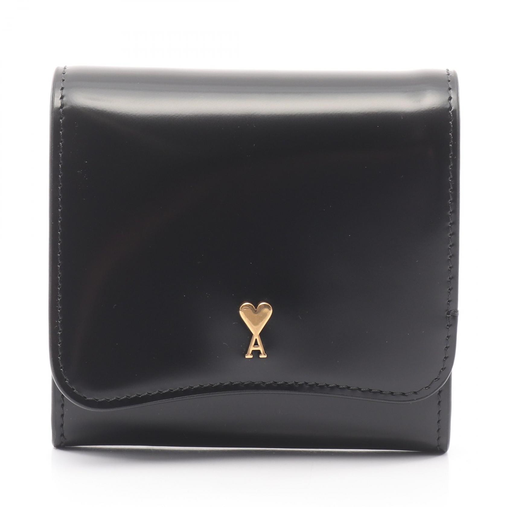アミ AMI Paris Paris コンパクトウォレット 二つ折り財布 財布 レザー レディース ブラック系 USL708.AL0139001 【新品】