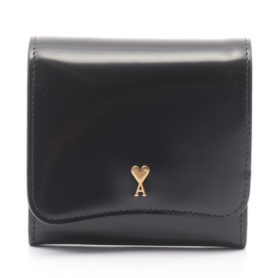 アミ AMI Paris Paris コンパクトウォレット 二つ折り財布 財布 レザー レディース ブラック系 USL708.AL0139001 【新品】