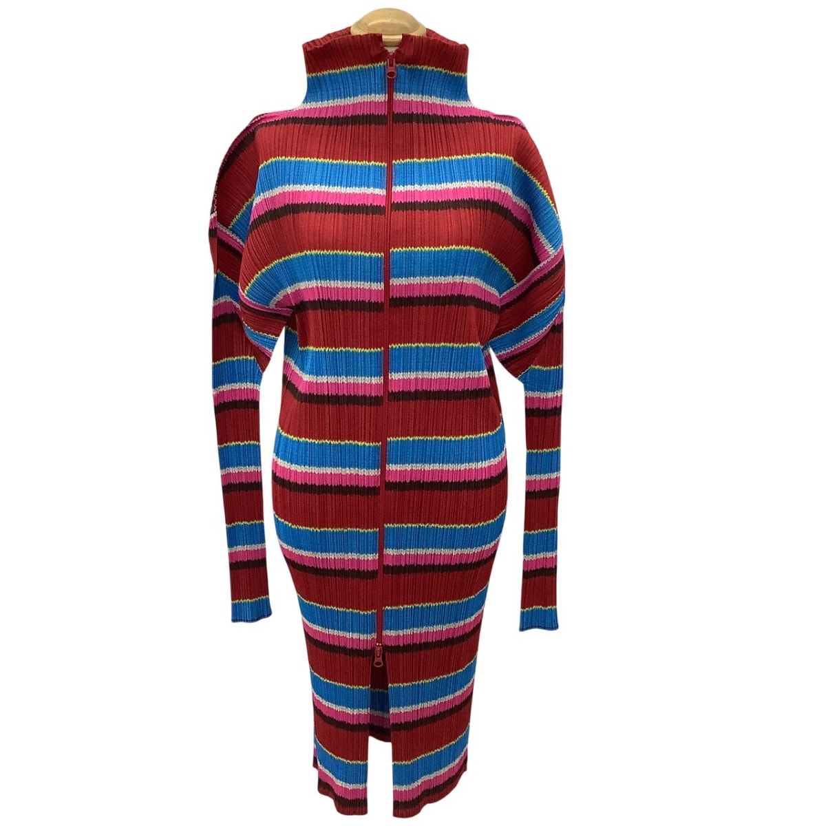 ISSEY MIYAKE イッセイミヤケ PLEATS PLEASE ジップアップ ワンピース SIZE 3 PP14-JD823 マルチカラー