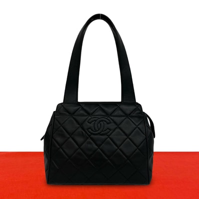 CHANEL シャネル マトラッセ ココマーク ラムスキン ハンドバッグ ブラック
25348