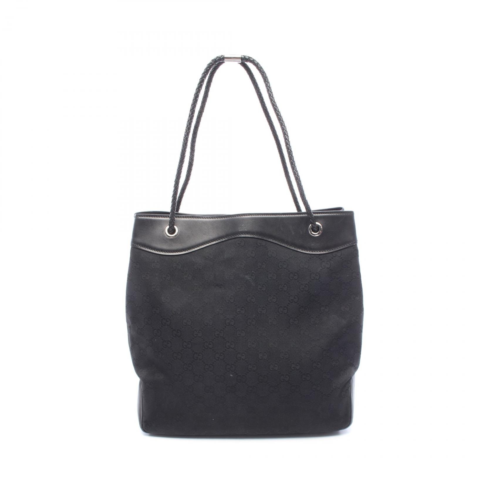グッチ GUCCI GGキャンバス トートバッグ バッグ キャンバス レザー レディース ブラック系 109141 【中古】