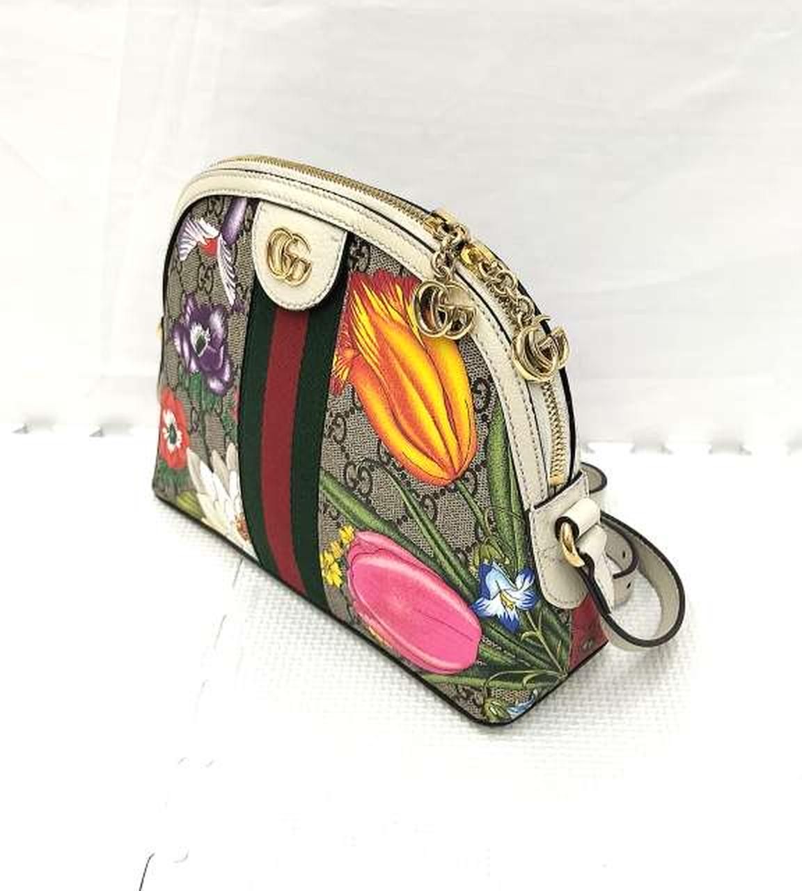 GUCCI Ophidia GG Flora Small Shoulder Bag "White"