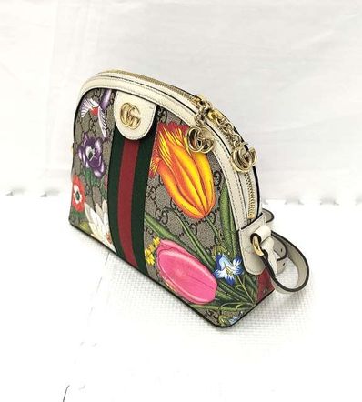 GUCCI Ophidia GG Flora Small Shoulder Bag "White"
