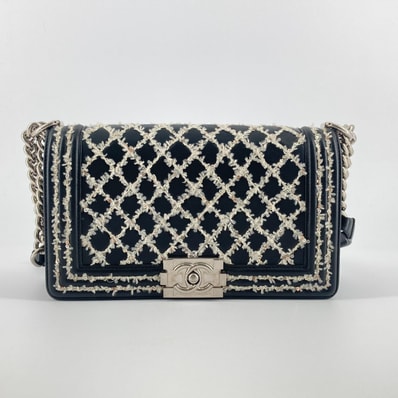 CHANEL(シャネル)ボーイシャネル 25 スパンコール付 チェーン ショルダー バッグ 24番台 ブラック