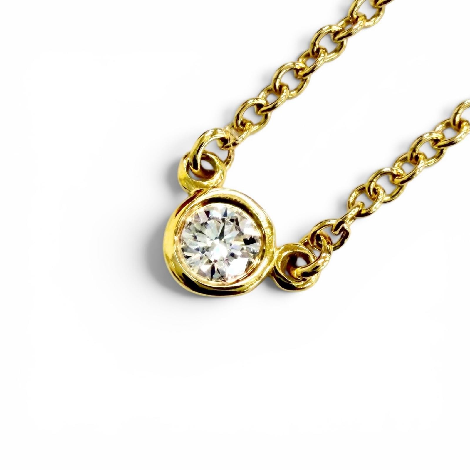 美品 ティファニー バイザヤード 1Pダイヤ ネックレス 750 YG