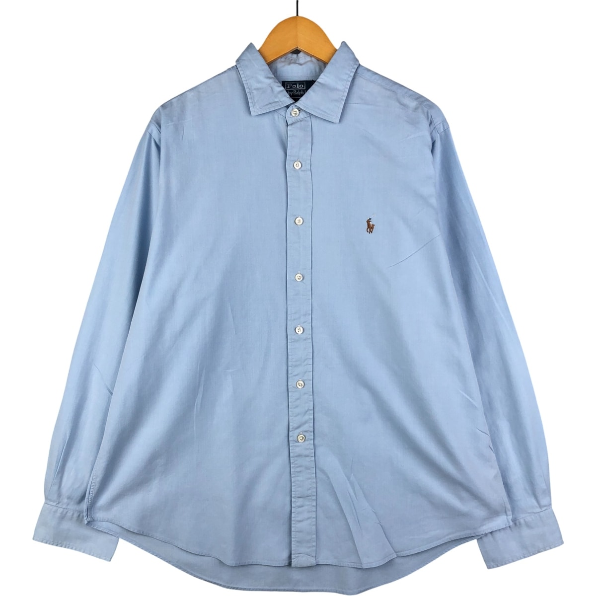 古着 ラルフローレン Ralph Lauren STANTON CUSTOM FIT ワイドカラー ヘリンボーン 長袖 コットンシャツ メンズXL相当/eaa590501