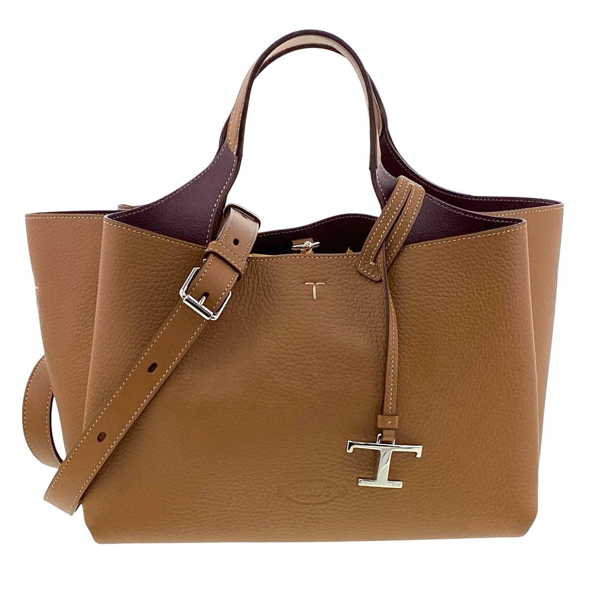 TOD’S トッズ Tタイムレス レザー ミニ ハンドバッグ XBWAPAFL100QRI9P13 【中古】