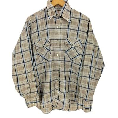 70s チェック 襟芯 フロントダブルポケット L/S シャツ【1142875585011】
