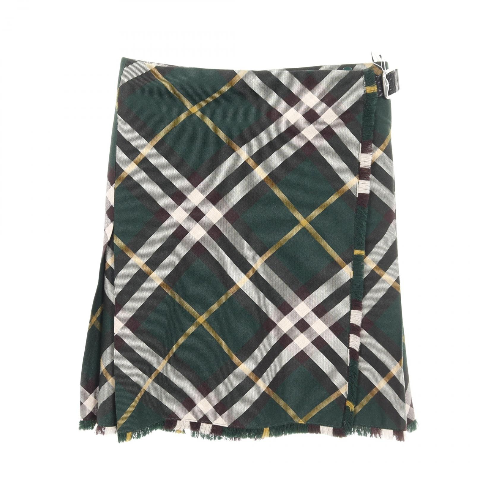 バーバリー BURBERRY スカート 衣料品 ボトムス ウール レディース グリーン系 / マルチカラー 【中古】