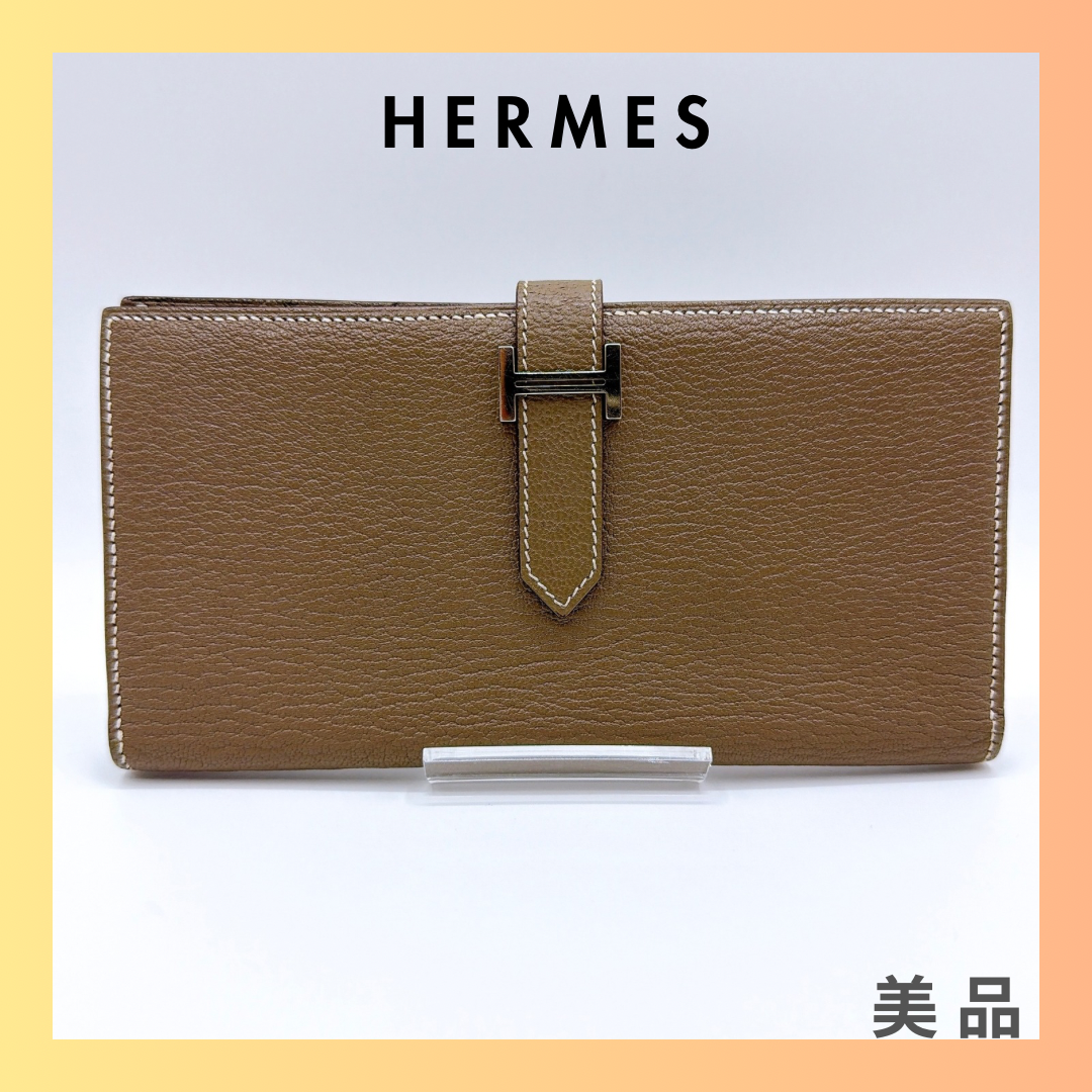 Hermes Bearn Soufflet Veau Madame "Etoupe/Silver"